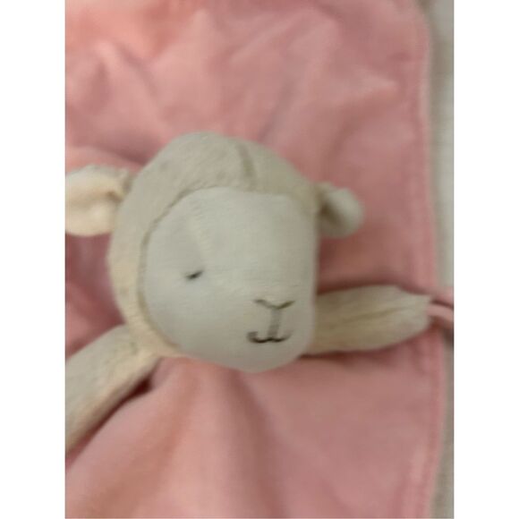 Carters OS Pink/White rattle plush lamb blankie blanket 16x7.5" - Picture 4 of 7